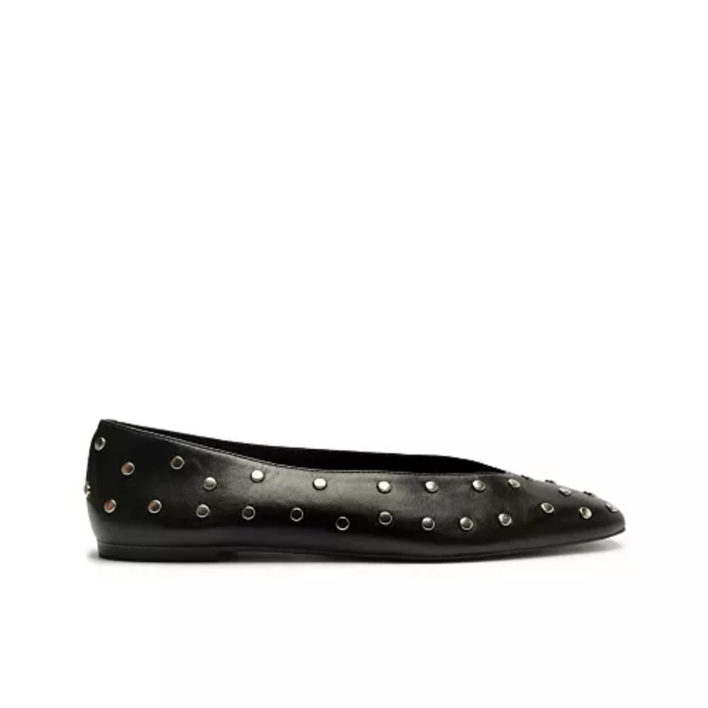 Chic Black Studded Loafers - Picture 2 of 5